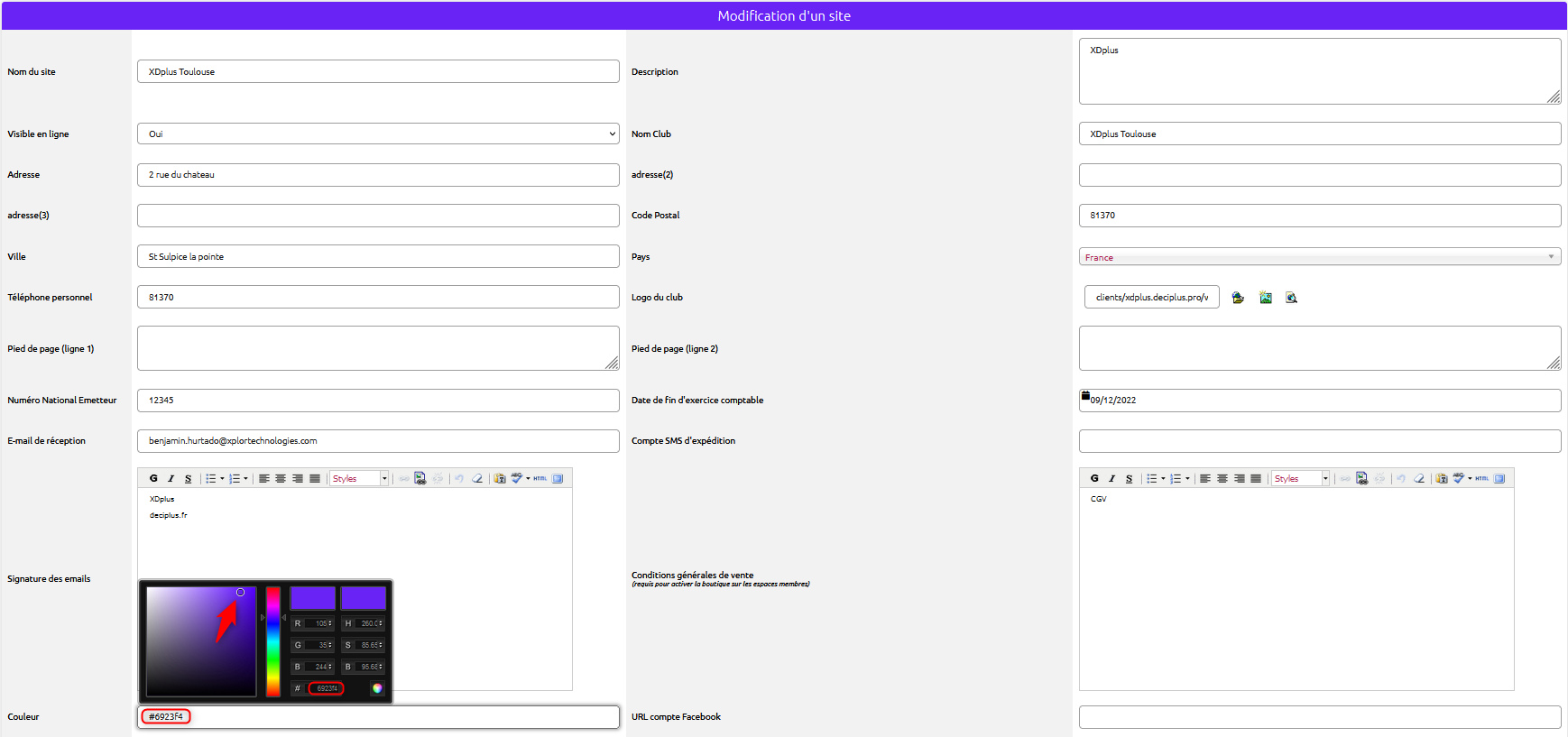 Personnaliser le code couleur du site Xplor Deciplus – Xplor Deciplus